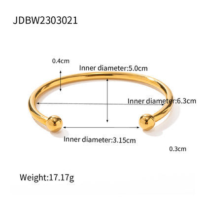 Ins Style Simple Style Solid Color Stainless Steel Plating 18k Gold Plated Cuff Bracelets