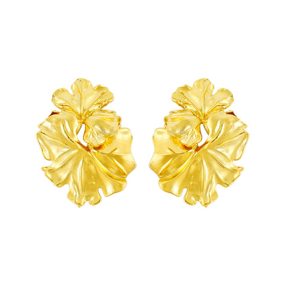 1 Pair Elegant Glam Exaggerated Irregular Flower Shell Plating Alloy Drop Earrings