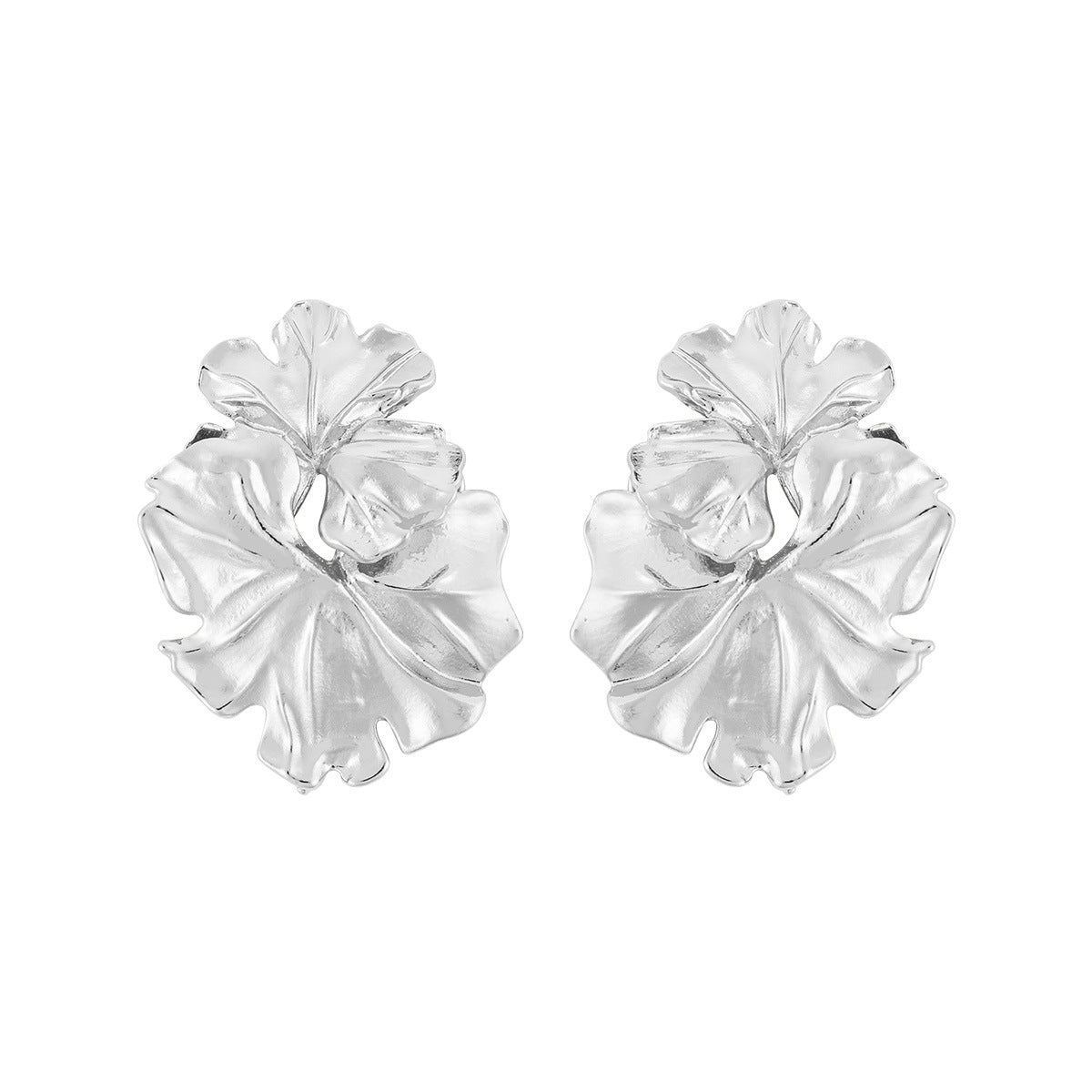 1 Pair Elegant Glam Exaggerated Irregular Flower Shell Plating Alloy Drop Earrings