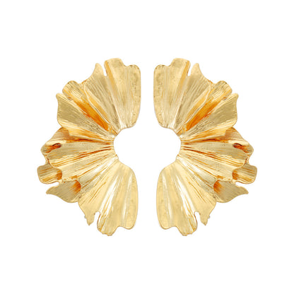 1 Pair Elegant Glam Exaggerated Irregular Flower Shell Plating Alloy Drop Earrings