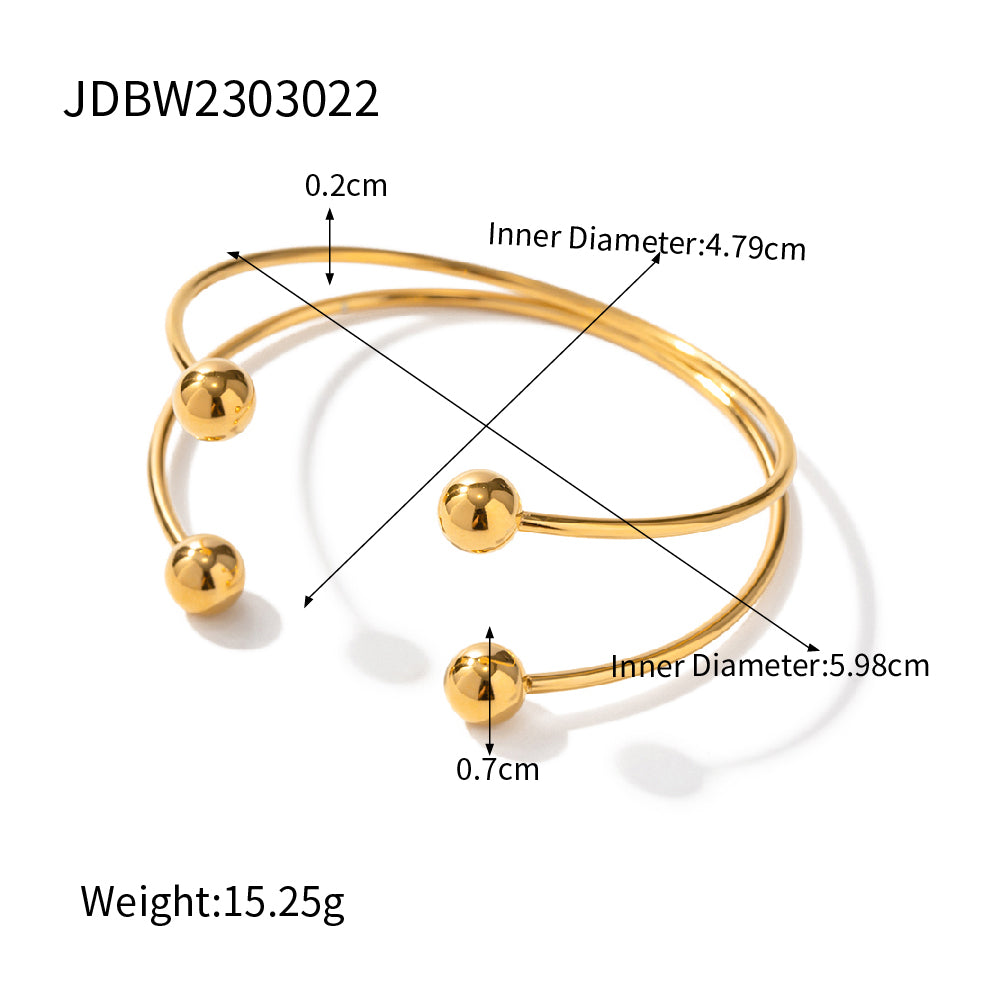 Ins Style Streetwear C Shape Solid Color Stainless Steel Plating 18k Gold Plated Bangle