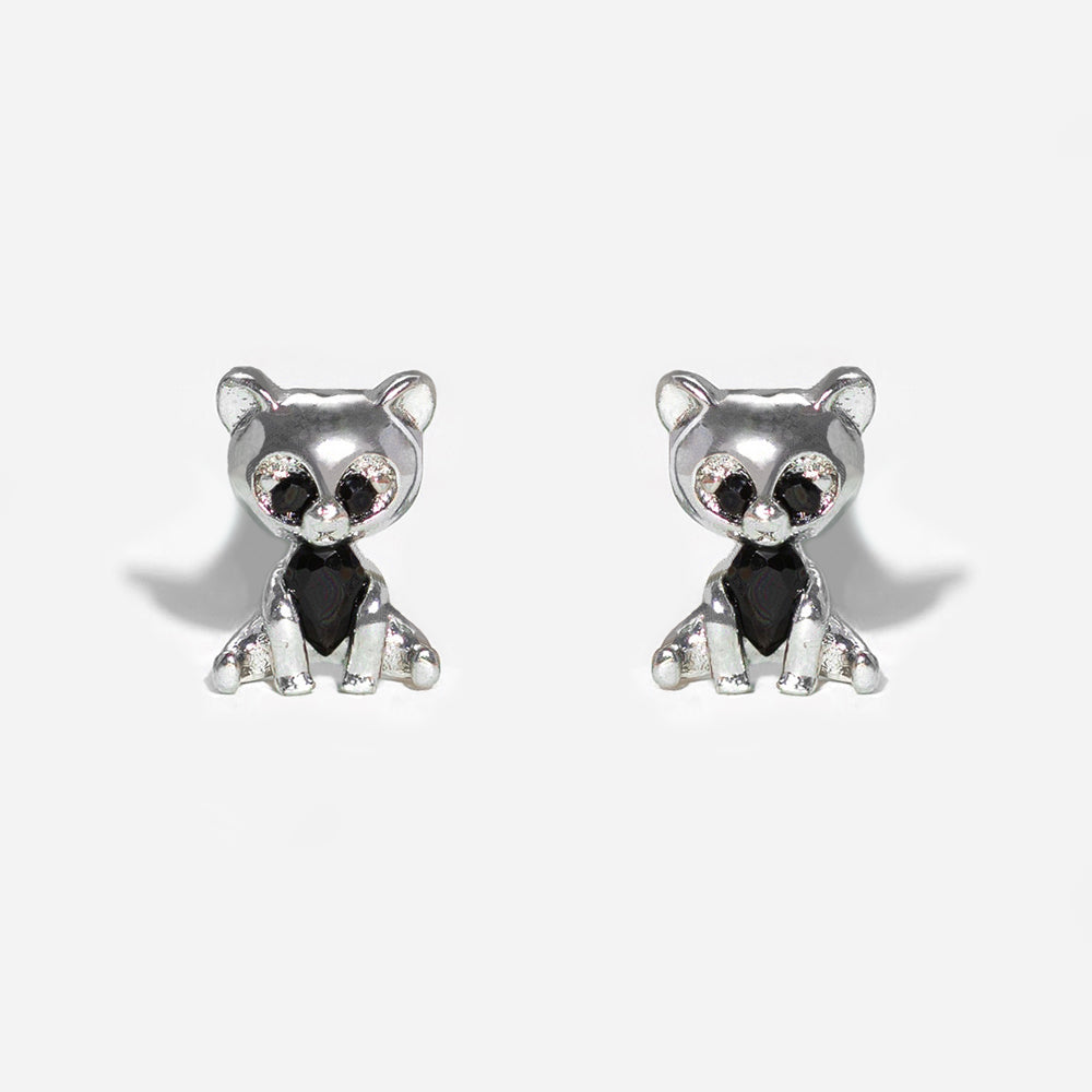 1 Set Cute Cartoon Character Asymmetrical Plating Inlay Brass Zircon 18k Gold Plated Ear Studs