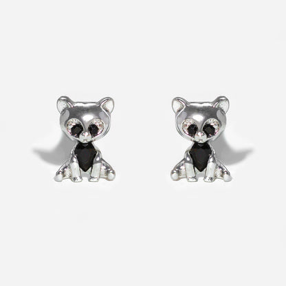 1 Set Cute Cartoon Character Asymmetrical Plating Inlay Brass Zircon 18k Gold Plated Ear Studs