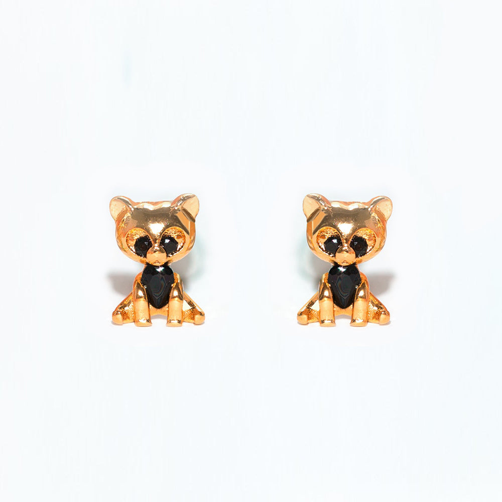 1 Set Cute Cartoon Character Asymmetrical Plating Inlay Brass Zircon 18k Gold Plated Ear Studs