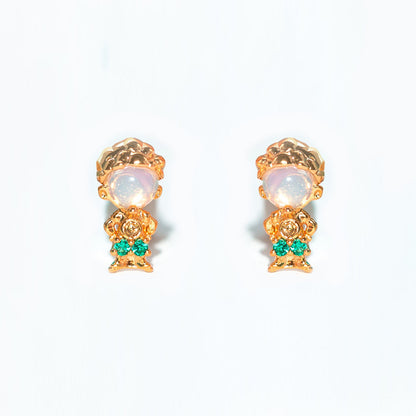 1 Set Cute Cartoon Character Asymmetrical Plating Inlay Brass Zircon 18k Gold Plated Ear Studs