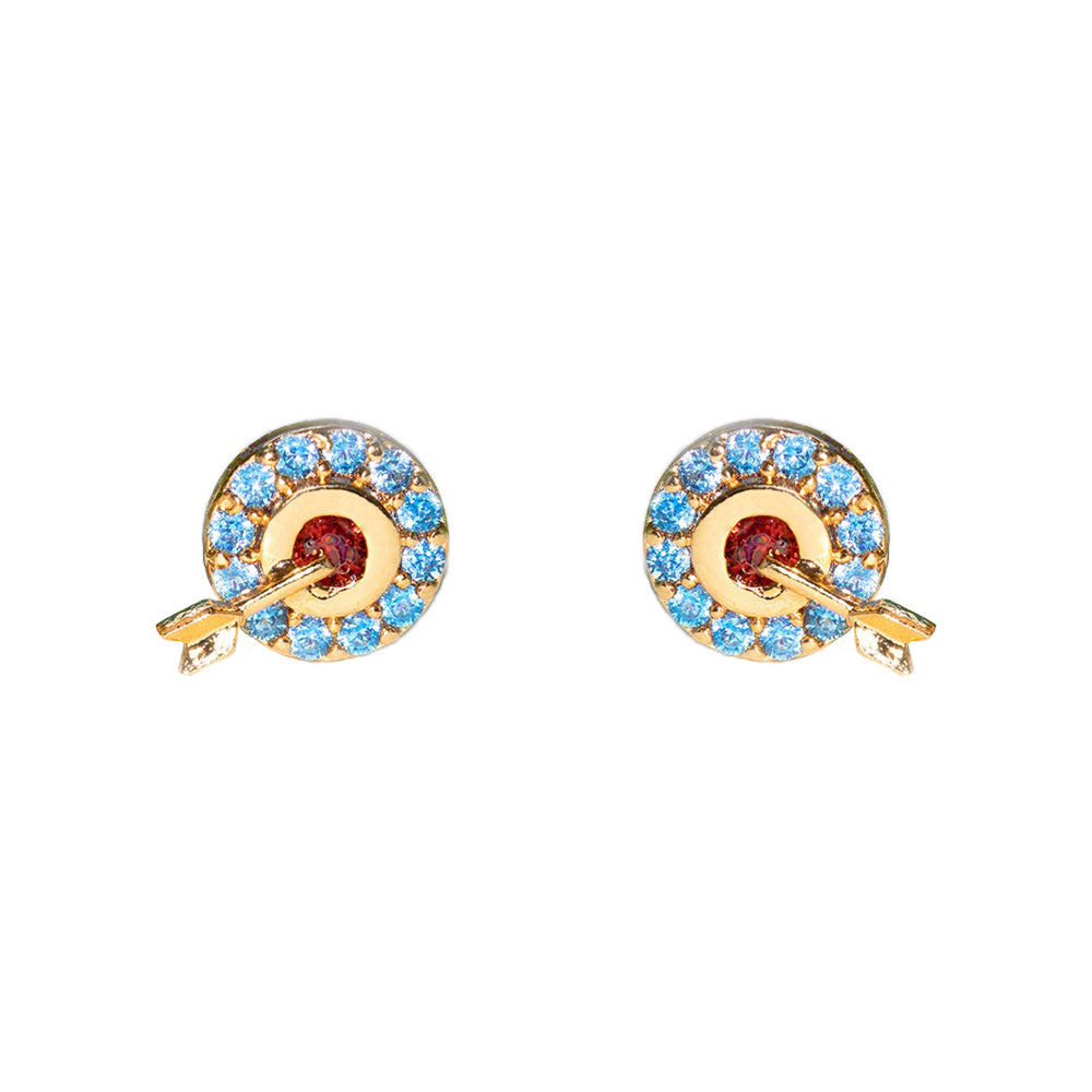 1 Set Cute Cartoon Character Asymmetrical Plating Inlay Brass Zircon 18k Gold Plated Ear Studs