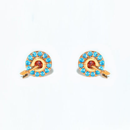 1 Set Cute Cartoon Character Asymmetrical Plating Inlay Brass Zircon 18k Gold Plated Ear Studs