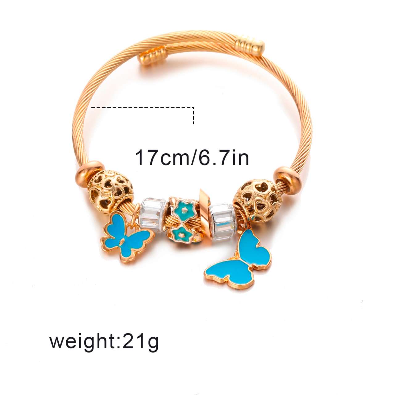 Cute Sweet Butterfly Stainless Steel Enamel Hollow Out Bangle