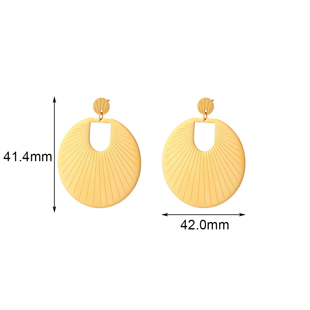 1 Pair Exaggerated Round Stainless Steel Plating 18k Gold Plated Drop Earrings