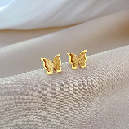 1 Pair Simple Style Butterfly Plating Titanium Steel Ear Studs