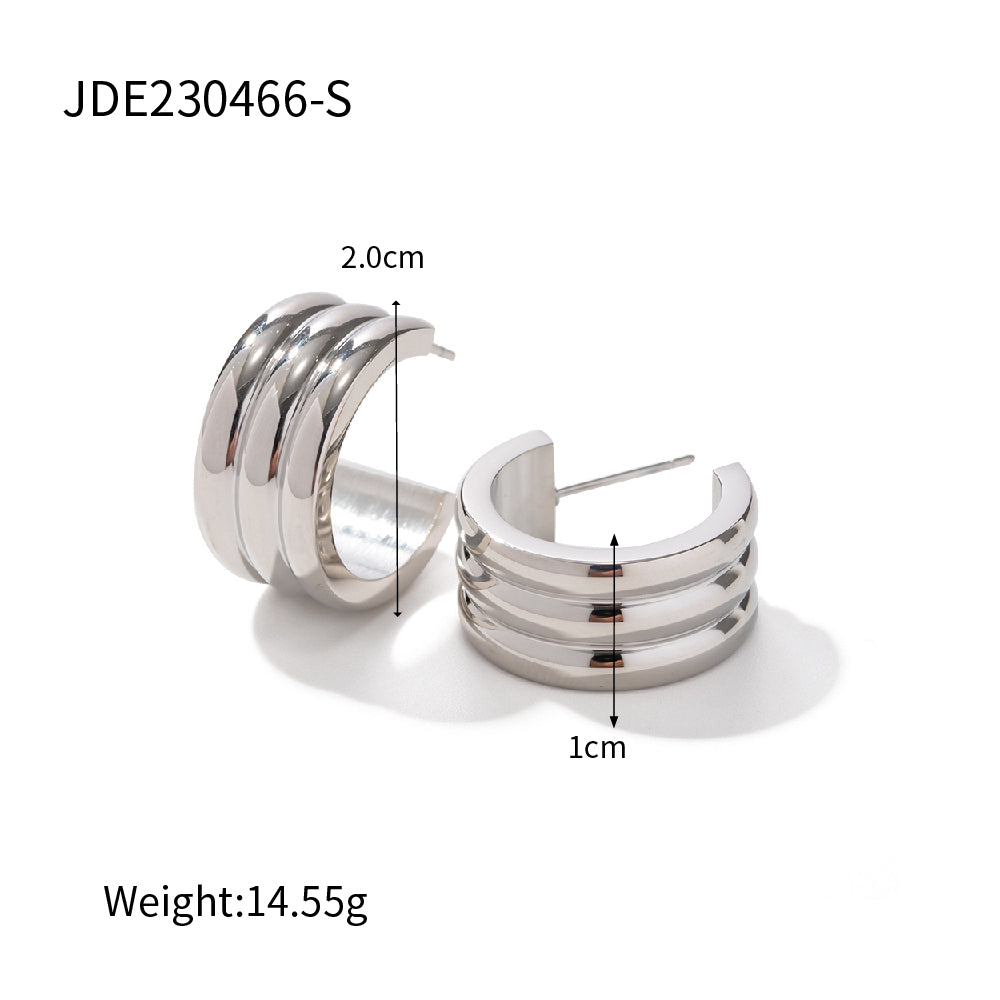 1 Pair Ins Style Simple Style C Shape Plating Stainless Steel 18k Gold Plated Ear Studs