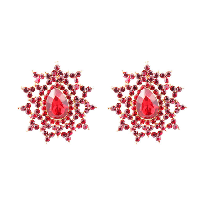 Lady Ethnic Style Water Droplets Alloy Inlay Rhinestones Women's Ear Studs