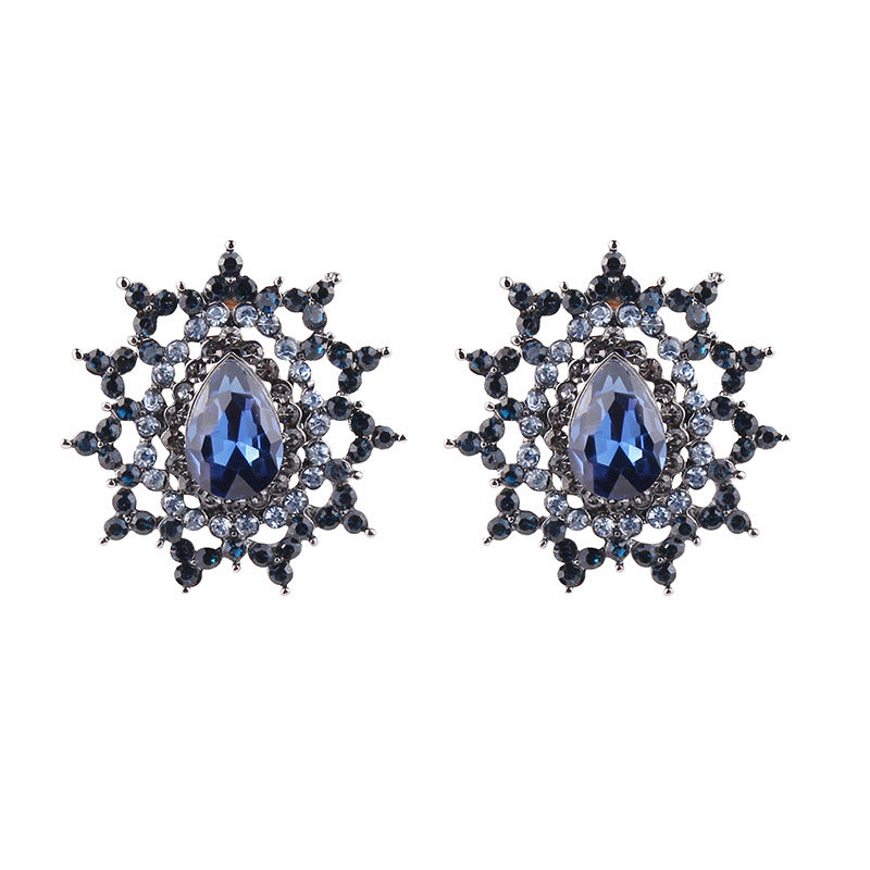 Lady Ethnic Style Water Droplets Alloy Inlay Rhinestones Women's Ear Studs
