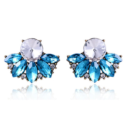 Luxurious Water Droplets Alloy Inlay Crystal Women's Ear Studs