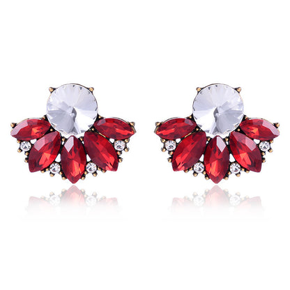 Luxurious Water Droplets Alloy Inlay Crystal Women's Ear Studs