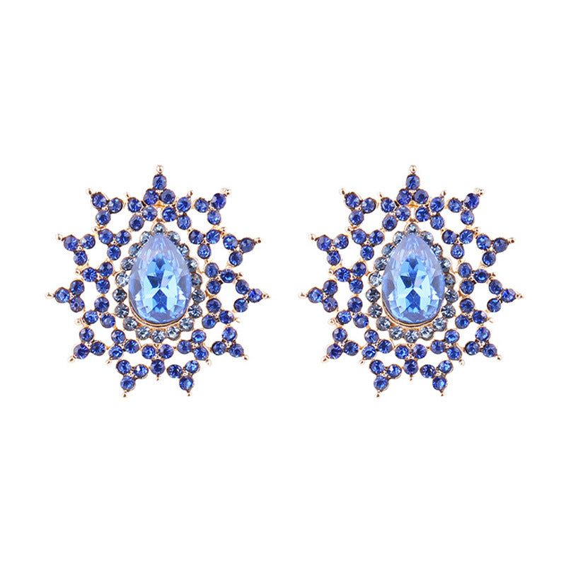 Lady Ethnic Style Water Droplets Alloy Inlay Rhinestones Women's Ear Studs