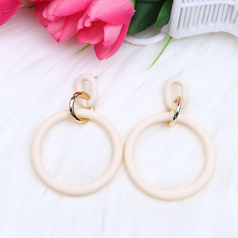 Casual Round Arylic Spray Paint Women's Earrings