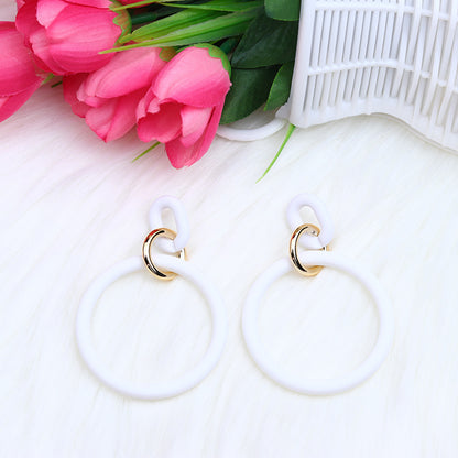 Casual Round Arylic Spray Paint Women's Earrings