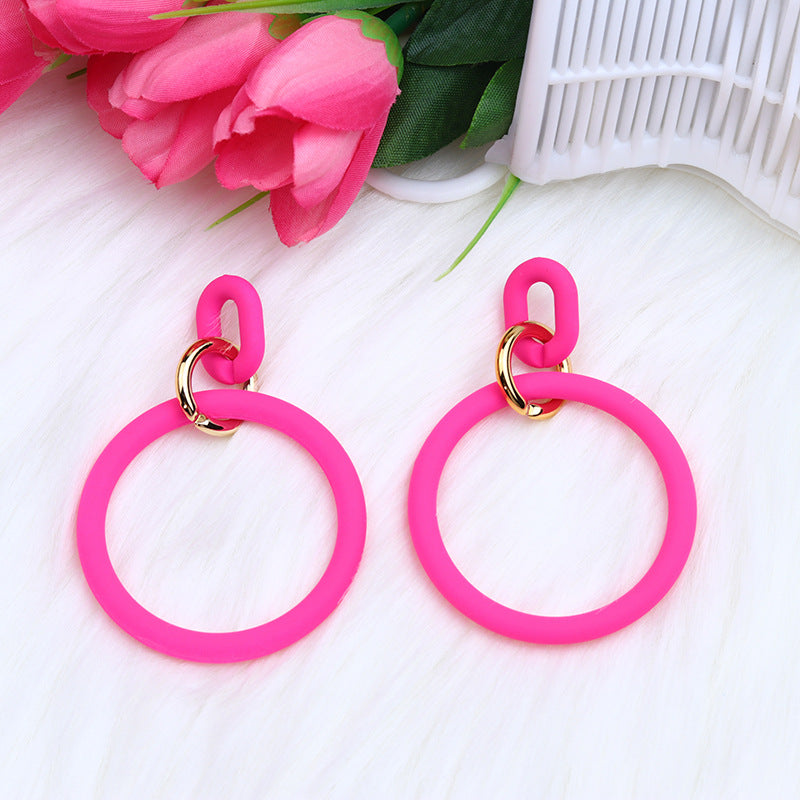 Casual Round Arylic Spray Paint Women's Earrings