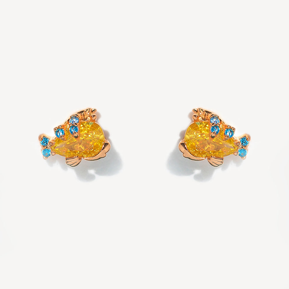 1 Set Cute Cartoon Character Brass Asymmetrical Plating Inlay Zircon 18k Gold Plated Ear Studs