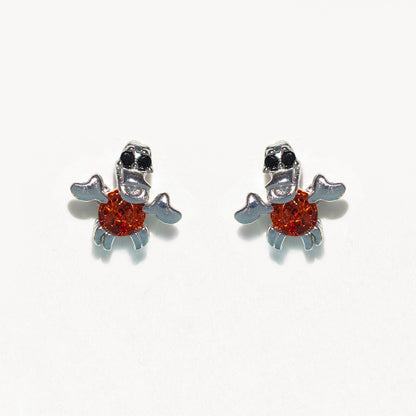 1 Set Cute Cartoon Character Brass Asymmetrical Plating Inlay Zircon 18k Gold Plated Ear Studs