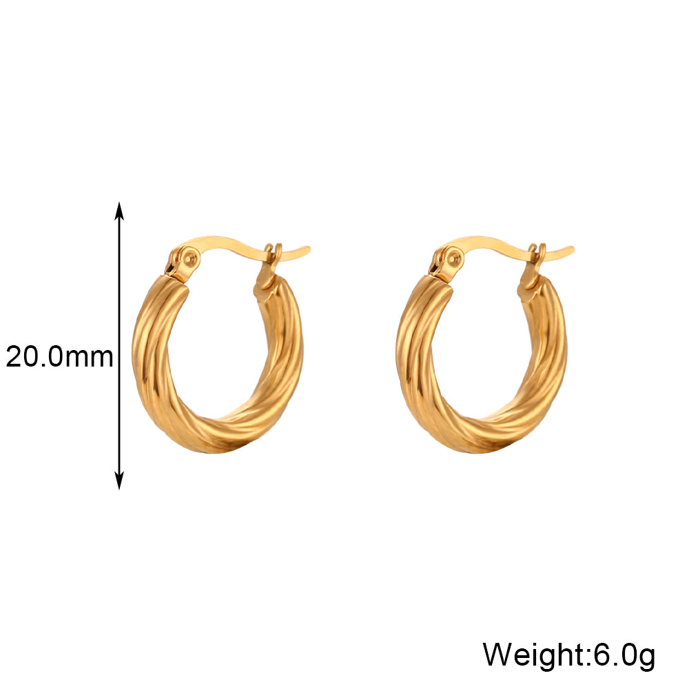 1 Pair Vintage Style Simple Style Round Stainless Steel Plating 18k Gold Plated Hoop Earrings