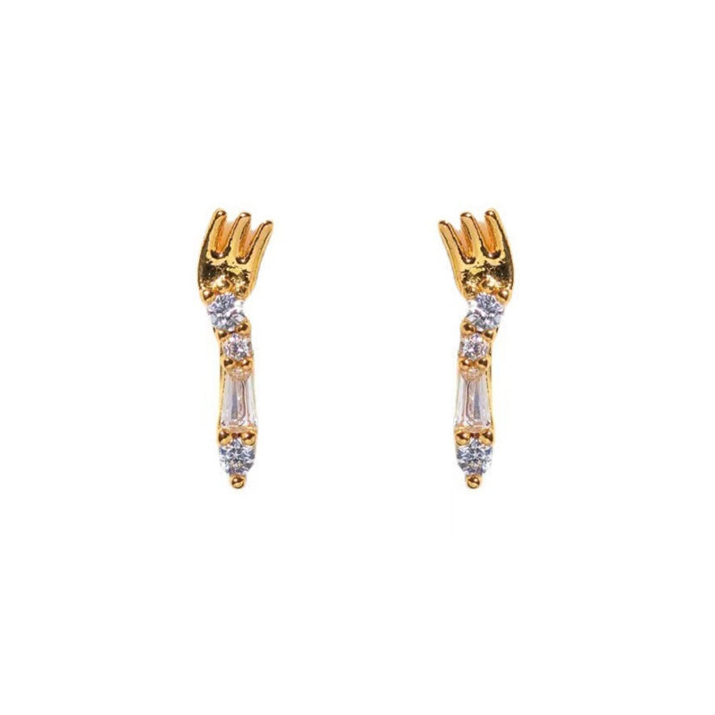 1 Set Cute Cartoon Character Brass Asymmetrical Plating Inlay Zircon 18k Gold Plated Ear Studs