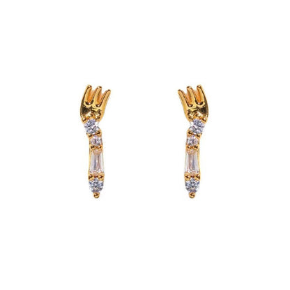 1 Set Cute Cartoon Character Brass Asymmetrical Plating Inlay Zircon 18k Gold Plated Ear Studs