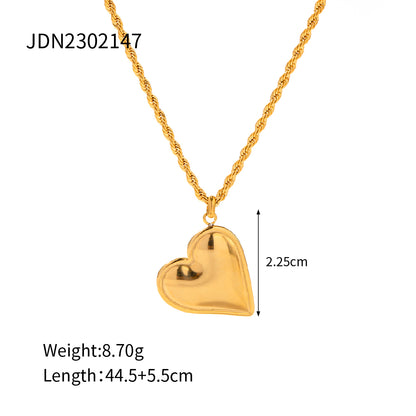 Ins Style Simple Style Heart Shape Stainless Steel Plating 18k Gold Plated Pendant Necklace Long Necklace