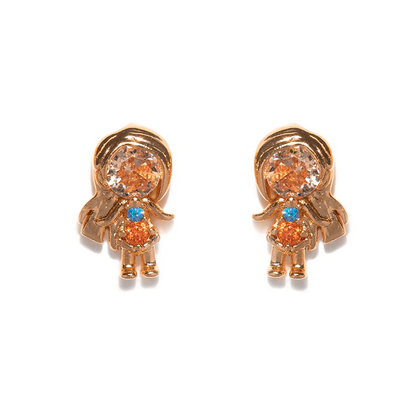 1 Set Artistic Animal Cartoon Brass Asymmetrical Plating Inlay Zircon 18k Gold Plated Ear Studs