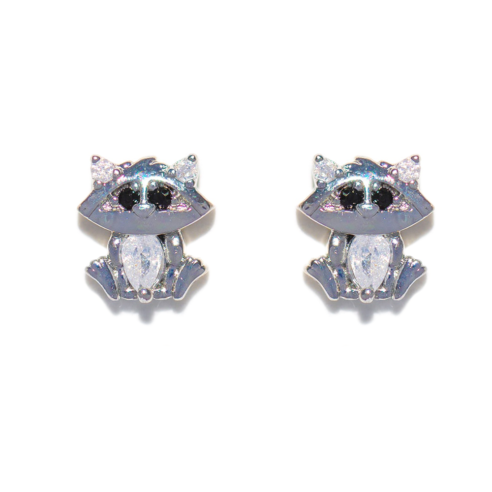 1 Set Artistic Animal Cartoon Brass Asymmetrical Plating Inlay Zircon 18k Gold Plated Ear Studs