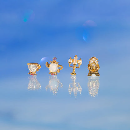 1 Set Artistic Cartoon Cup Brass Asymmetrical Plating Inlay Zircon 18k Gold Plated Ear Studs