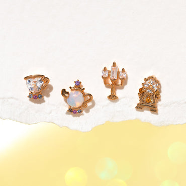 1 Set Artistic Cartoon Cup Brass Asymmetrical Plating Inlay Zircon 18k Gold Plated Ear Studs