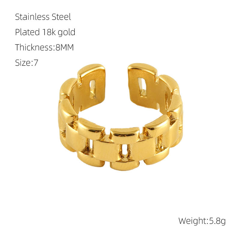 Ig Style Geometric Stainless Steel Plating 18k Gold Plated Open Ring