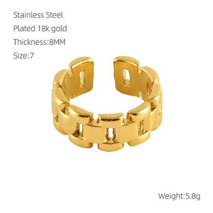 Ig Style Geometric Stainless Steel Plating 18k Gold Plated Open Ring