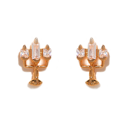 1 Set Artistic Cartoon Cup Brass Asymmetrical Plating Inlay Zircon 18k Gold Plated Ear Studs