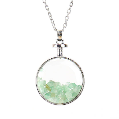 Ethnic Style Round Natural Stone Pendant Necklace In Bulk