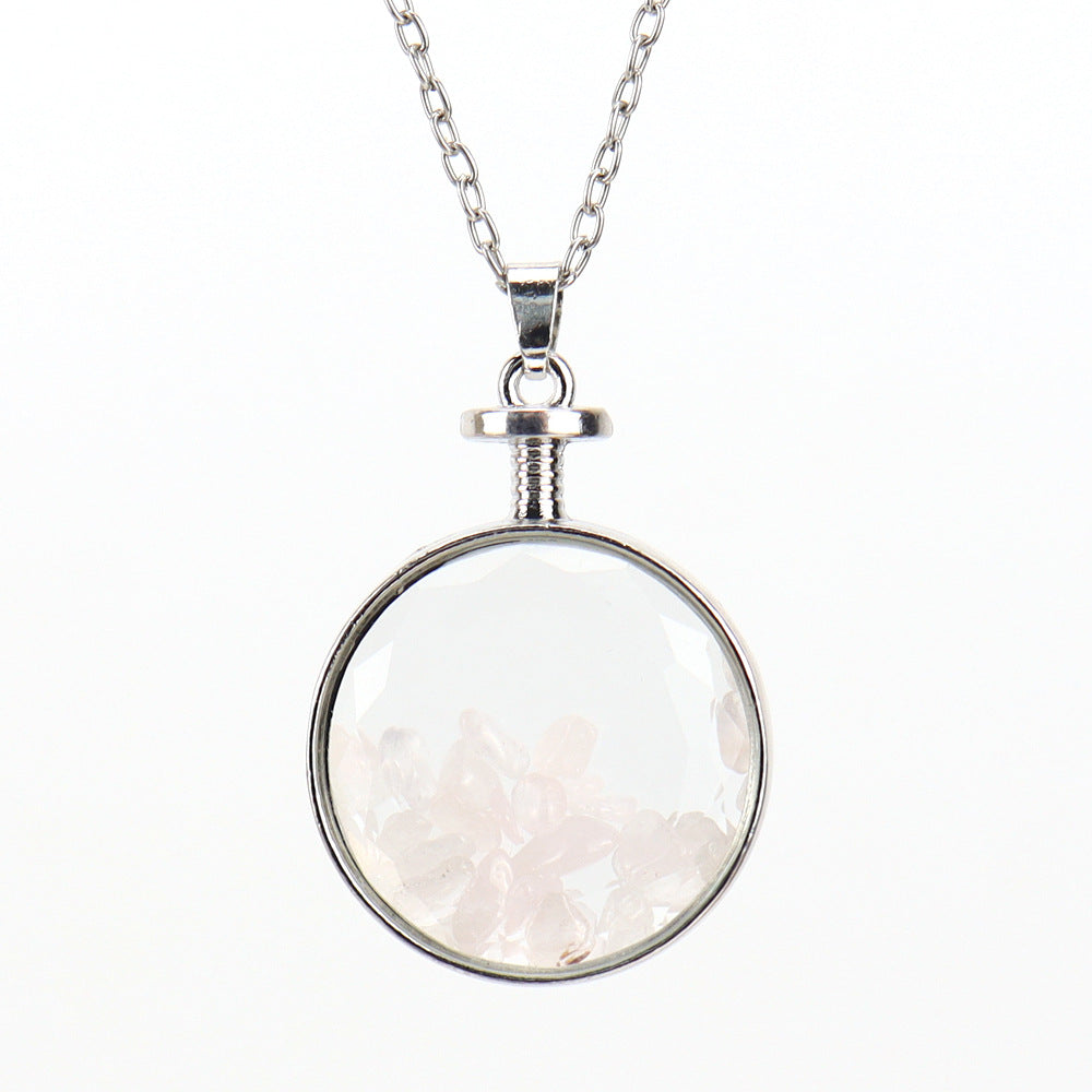 Ethnic Style Round Natural Stone Pendant Necklace In Bulk