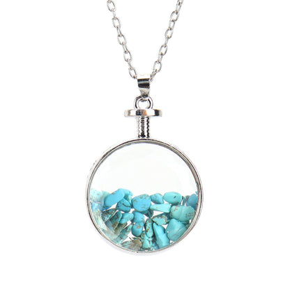 Ethnic Style Round Natural Stone Pendant Necklace In Bulk