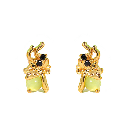 1 Set Princess Cute Cartoon Character Brass Asymmetrical Plating Inlay Zircon 18k Gold Plated Ear Studs