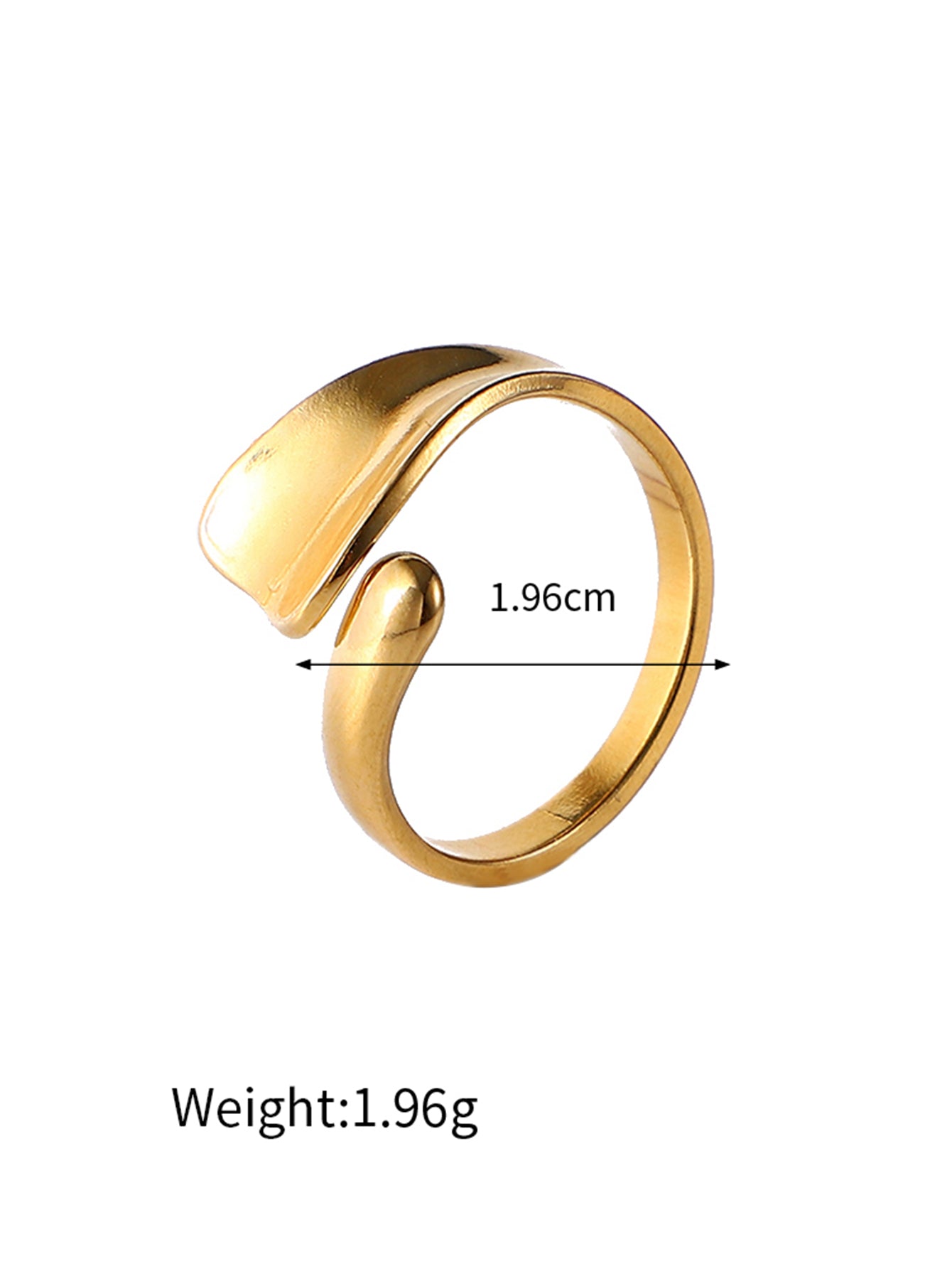 Ins Style Streetwear Geometric Stainless Steel Asymmetrical Open Ring