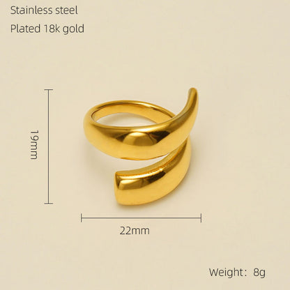 Retro Simple Style Solid Color Stainless Steel Plating 18k Gold Plated Rings