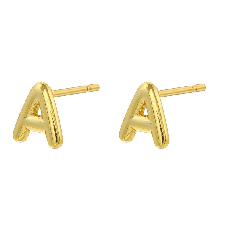 1 Pair Simple Style Letter Copper Plating 18k Gold Plated Ear Studs