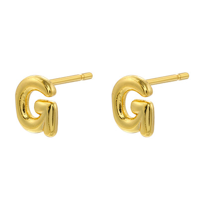 1 Pair Casual Elegant Simple Style Letter Copper Plating 18k Gold Plated Ear Studs