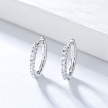 1 Pair Ins Style Korean Style Geometric Sterling Silver Inlay Zircon Hoop Earrings