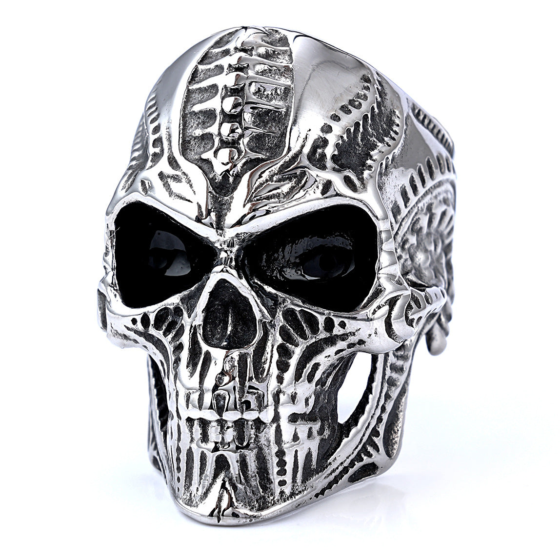 Retro Exaggerated Punk Skull 304 Stainless Steel Men'S Rings