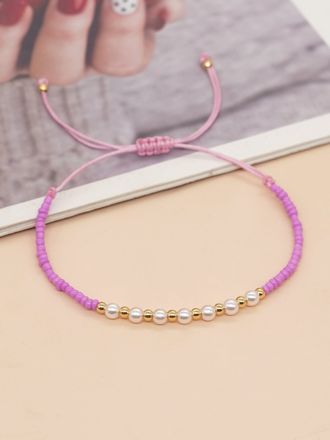 Simple Style Round Beaded Imitation Pearl Copper Wholesale Bracelets
