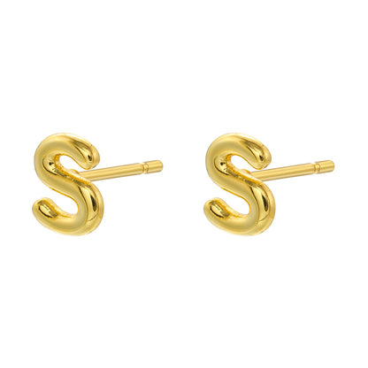 1 Pair Simple Style Letter Copper Plating 18k Gold Plated Ear Studs