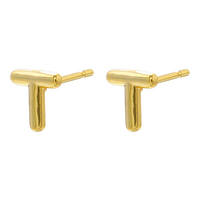 1 Pair Casual Elegant Simple Style Letter Copper Plating 18k Gold Plated Ear Studs