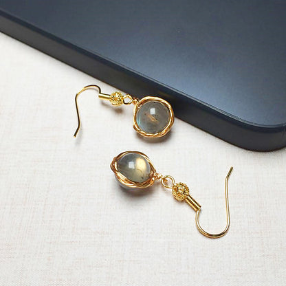 1 Pair Ethnic Style Geometric Copper Inlay Crystal Freshwater Pearl 18k Gold Plated Drop Earrings